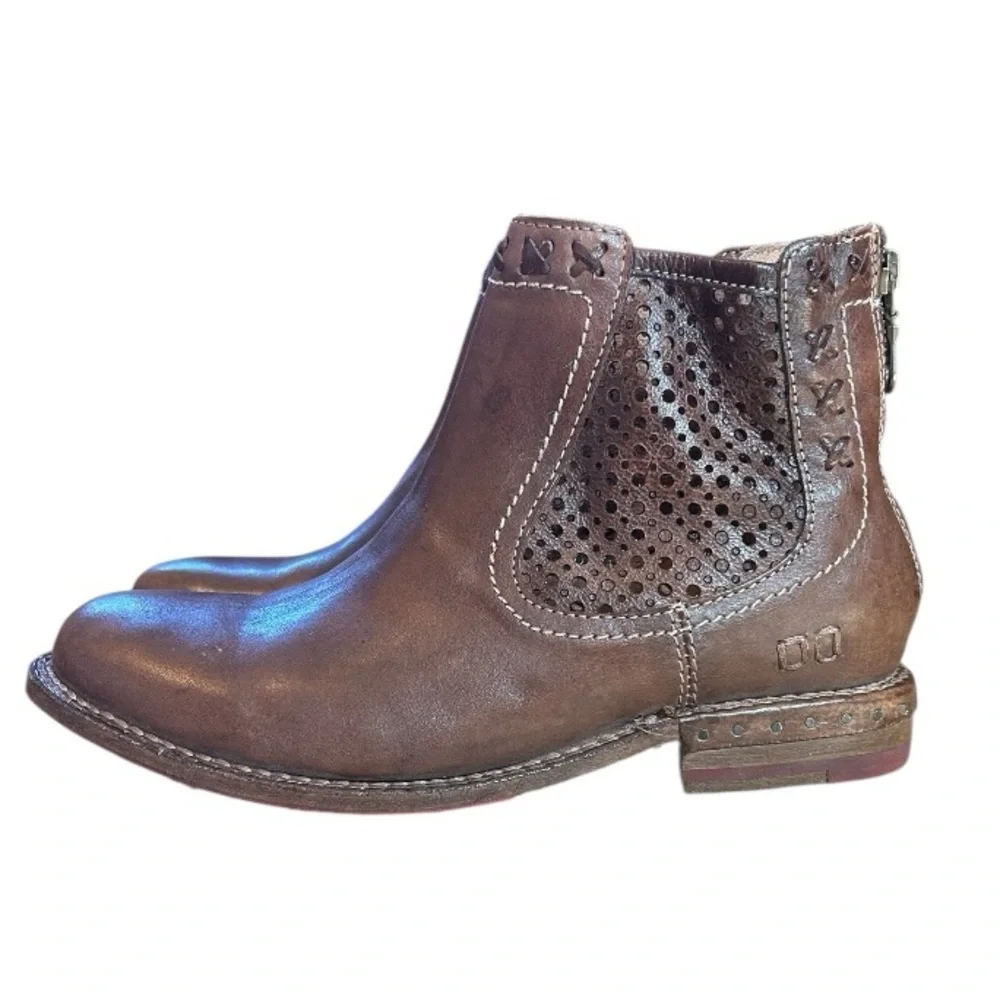 Bed Stu Women's Baylene Teak Driftwood‎ Leather Ankle Moto Bootie, Size 7